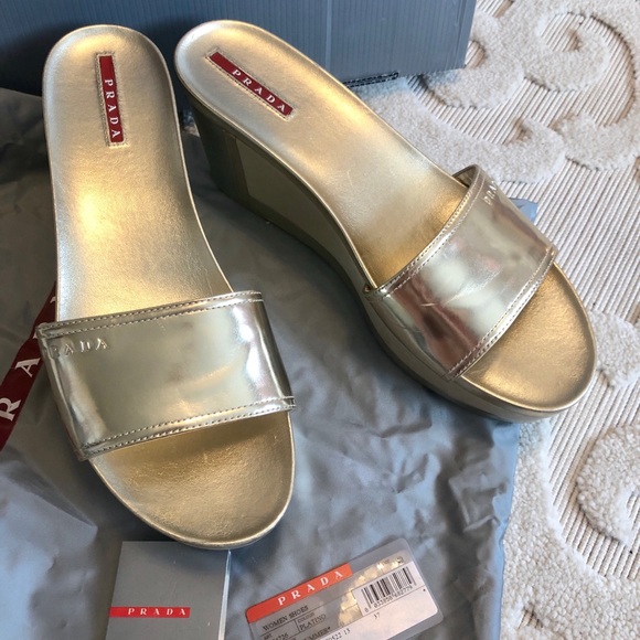 Prada Women’s Wedge Sandals Authentic Size EUR40 - Picture 2 of 14